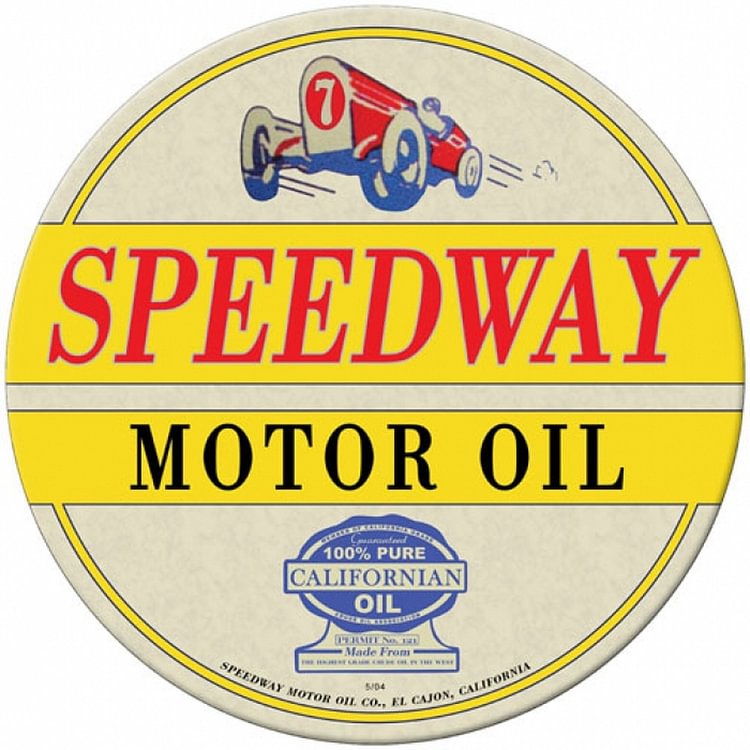 30*30cm - Speedway Oil - Round Tin Signs/Wooden Signs