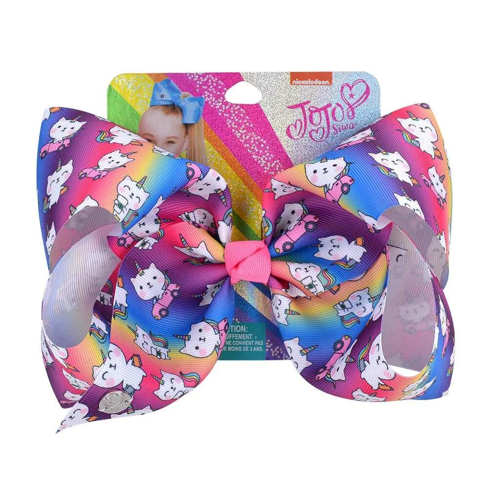 8 inch JoJo Bows JoJo Siwa Unicorn Grosgrain Ribbon Bow For Girls Handmade Hair Clips Barrettes Headwear Hair Accessories 061