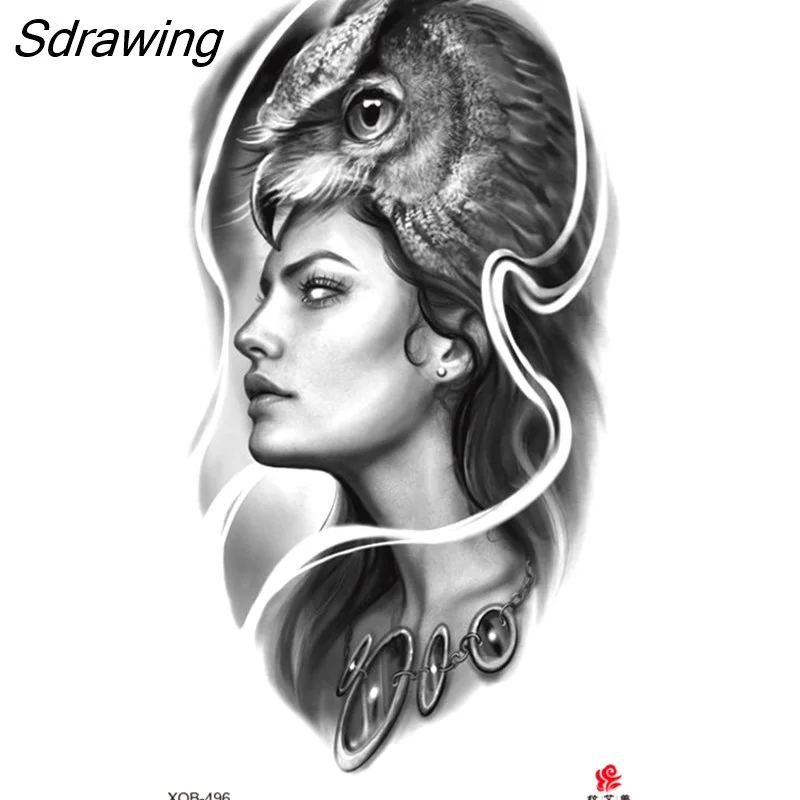 Sdrawing Waterproof Lasting Temporary Tattoo Flower Arm Tattoo Stickers Dark Hot Girl Snake Tiger Lion Fake Tattoo for Women Gifts 328-0
