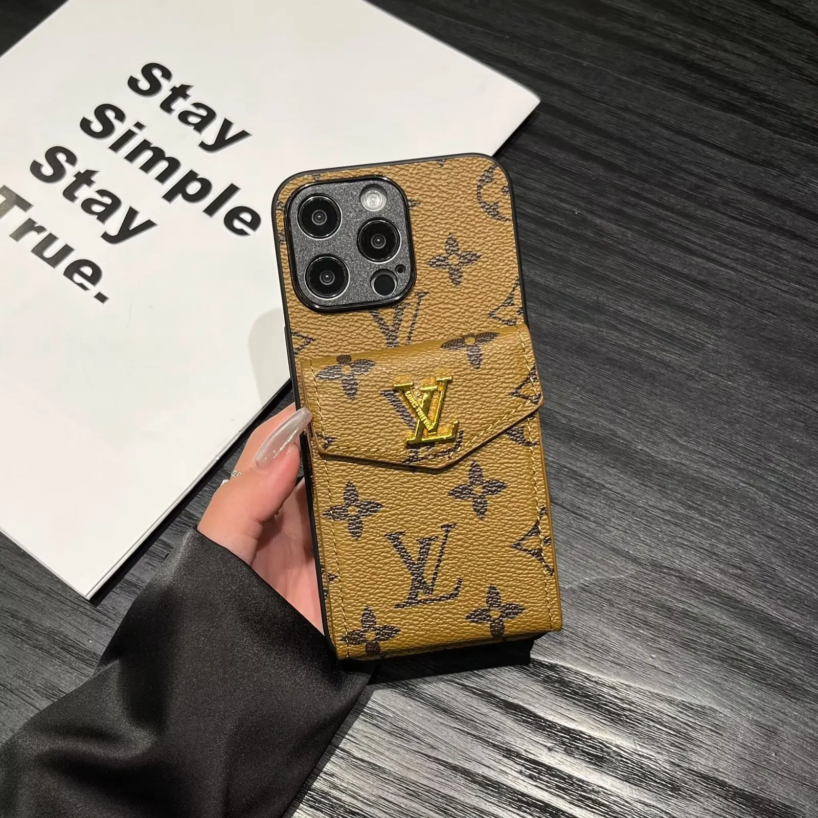 Louis Vuitton Lockme Tender Accordion Card Holder Canvas Leather Apple iPhone Case