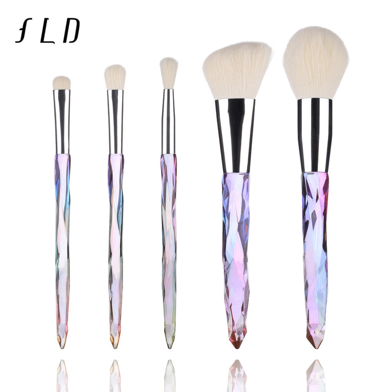 Minimalist Pink Purple Blue Arylic Artificial Fiber Acrylic Handle Makeup Brushes 1 Set