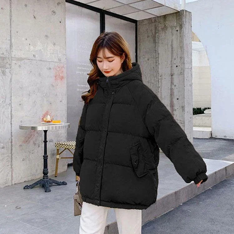 New  Women Short Jacket Winter Thick Hooded Cotton Padded Coats Female Korean Loose Puffer Parkas Ladies Oversize Outwear