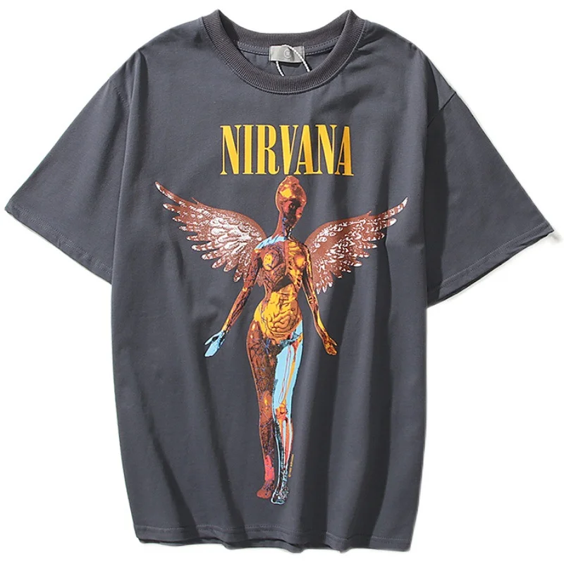 Nirvana Angel Rock Band Unisex Short Sleeve Loose Retro T-Shirt