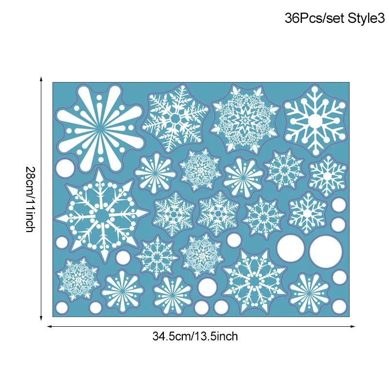 36pcs/lot White Snowflake Christmas Wall Stickers Glass Window Sticker Christmas Decorations for Home New Year Gift Navidad 2020