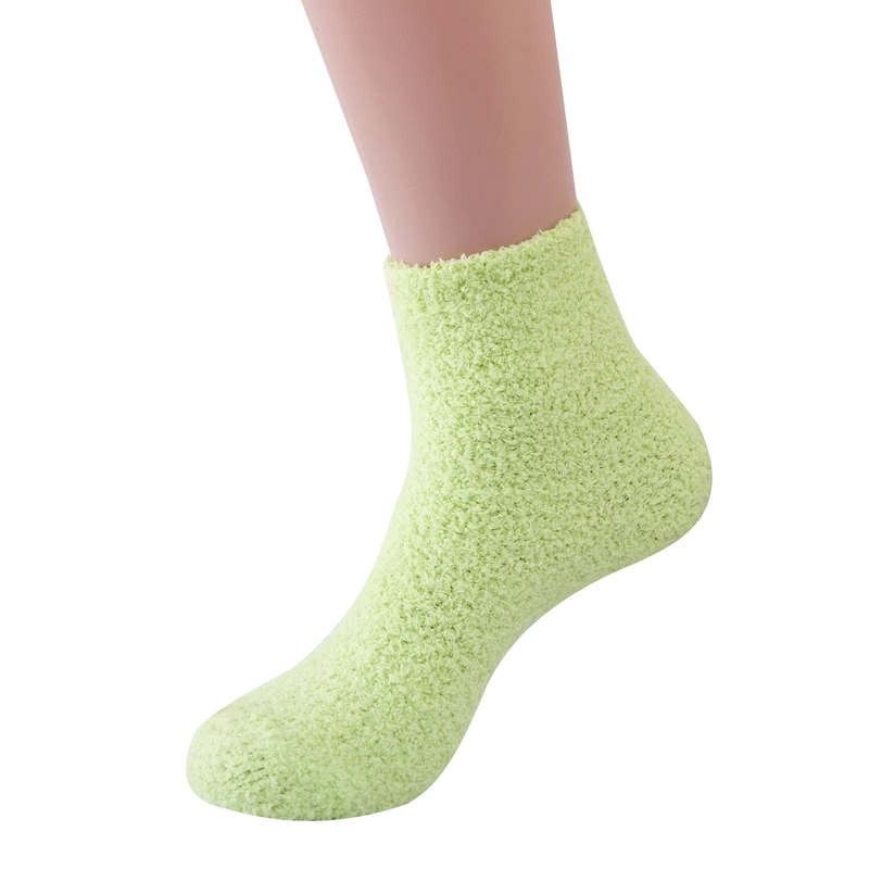Women Slippers Socks Fluffy Plush Home Sleeping Socks Coral Fleece Socks Candy Color Mid-tube Socks