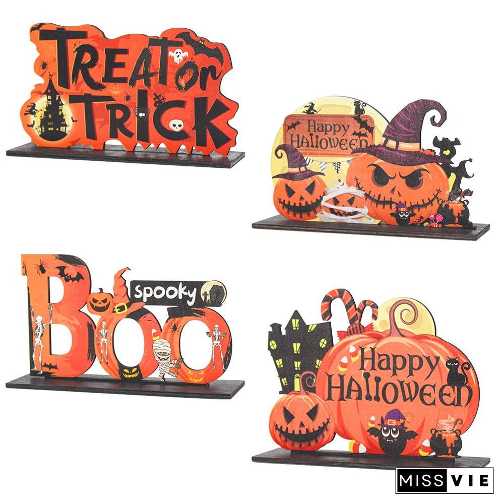 Wooden Halloween Theme Table Ornament