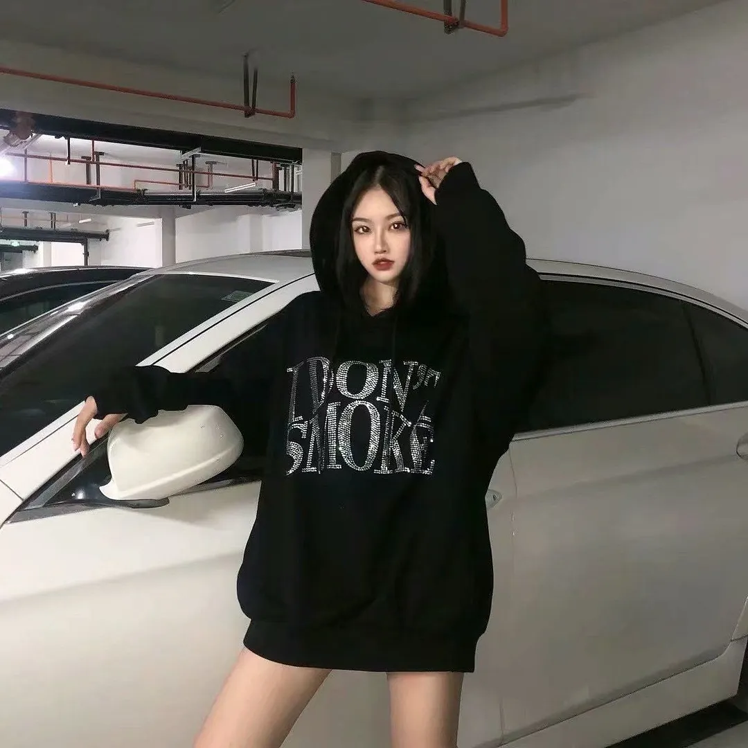 Brownm Don't Smoke Rhinestone Hoodie