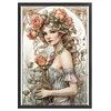 >SALE<Full Embroidery Eco-cotton Thread 11CT Print Rose Girl Cross Stitch Kit 40x60cm