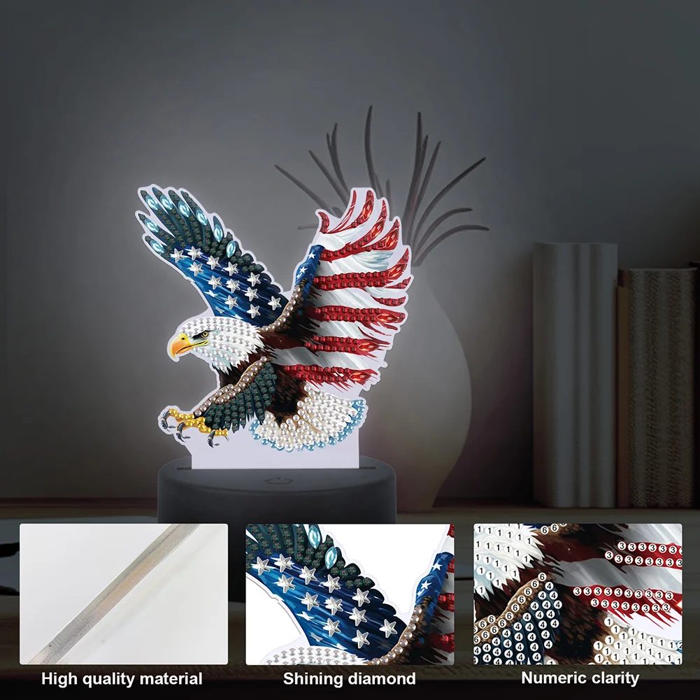 5D DIY US Flag Eagle Diamond Painting Night Light Diamond Painting Lamp