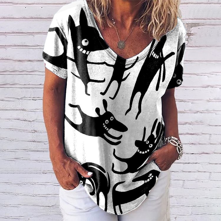 Artwishers Dog Print Short Sleeve T-Shirt