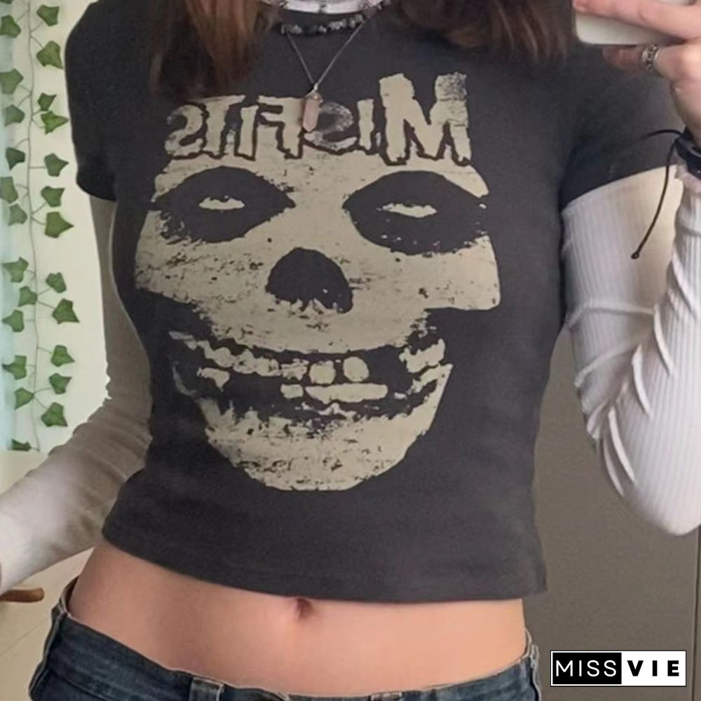 Women Trendy Portrait Letter Printed Tank Tops Summer Vest Female Round Neck Sleeveless Slim Fit Crop Tops