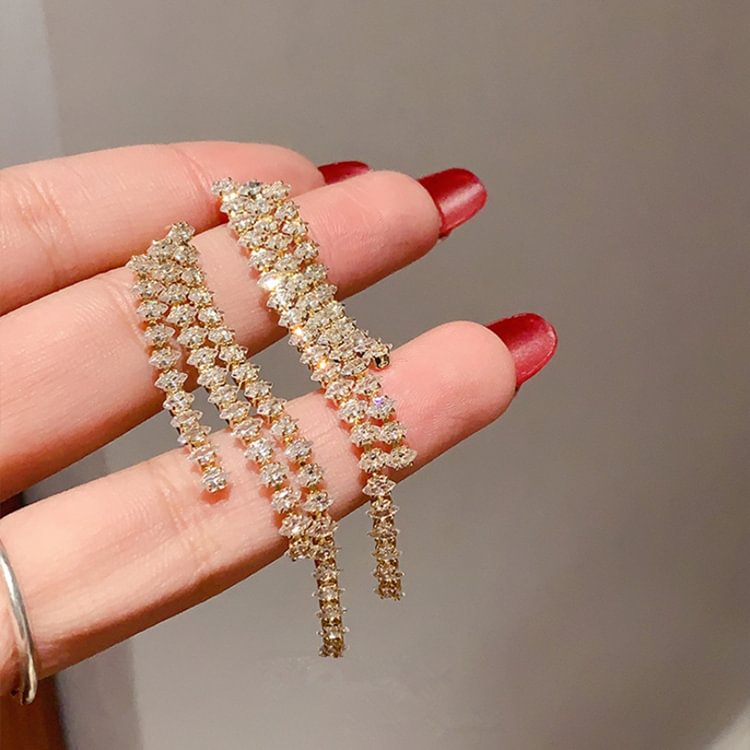 Tassel rhinestone earrings