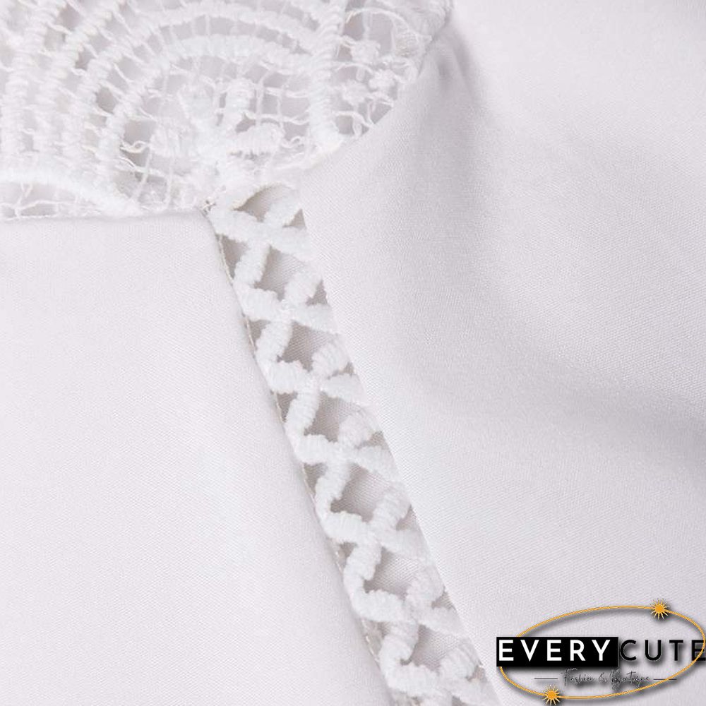 Women Blouse Sexy Sleeveless Lace OL Office Ladies Shirt Hollow Party Tops