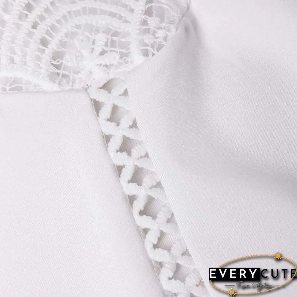 Women Blouse Sexy Sleeveless Lace OL Office Ladies Shirt Hollow Party Tops