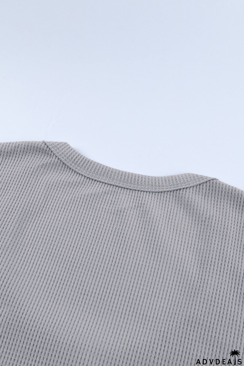 Scoop Neck Button Closure Ribbed Long Sleeve Top