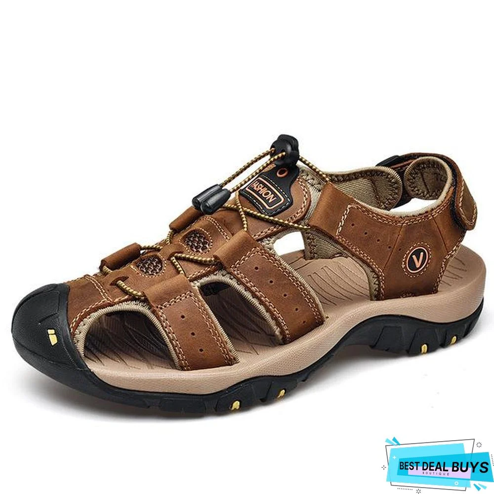 Men Soft Leather Sandals Big Size Roman Comfortable Sandal Shoes