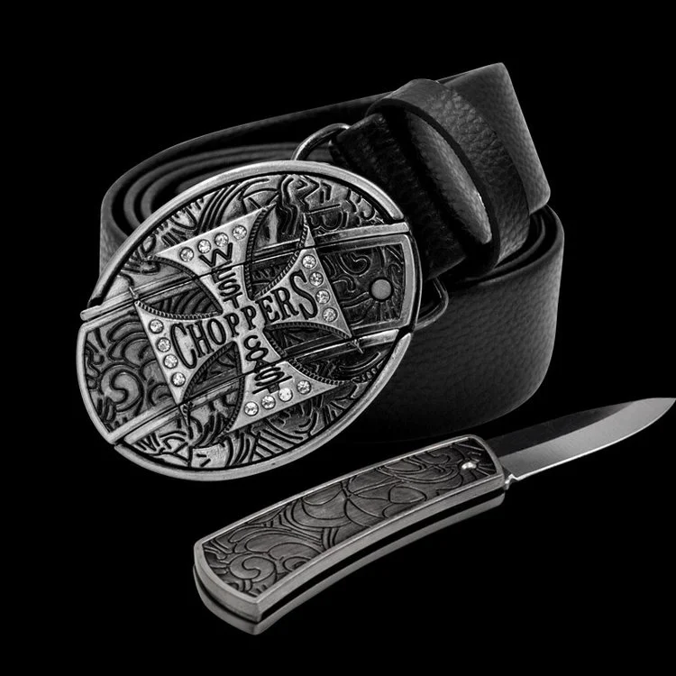 Fashion Men's Self Defense Belt Alloy Buckle Belt.