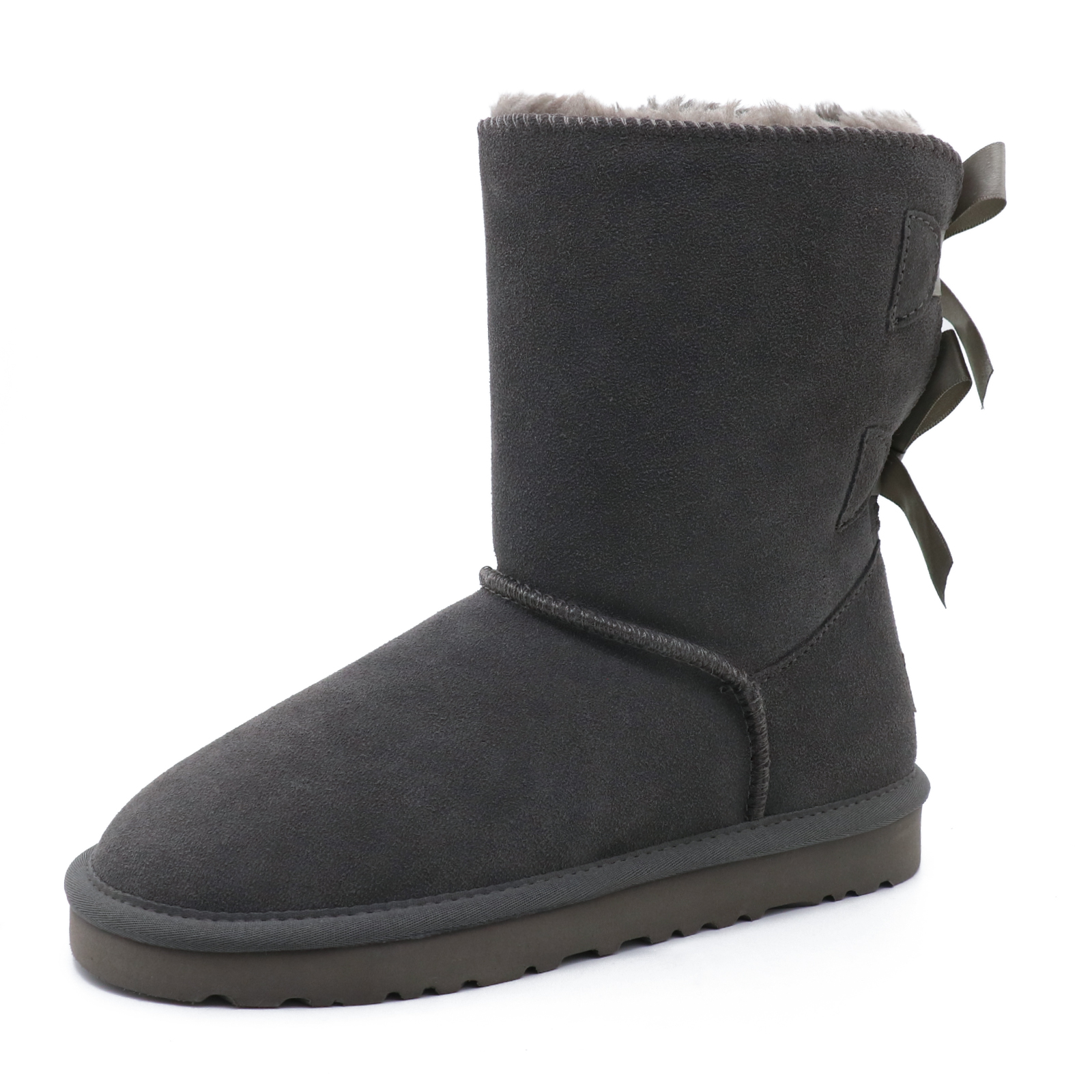 Women's Snow Boots for Winter Mid-Calf high Back Bows-MERUMOTE