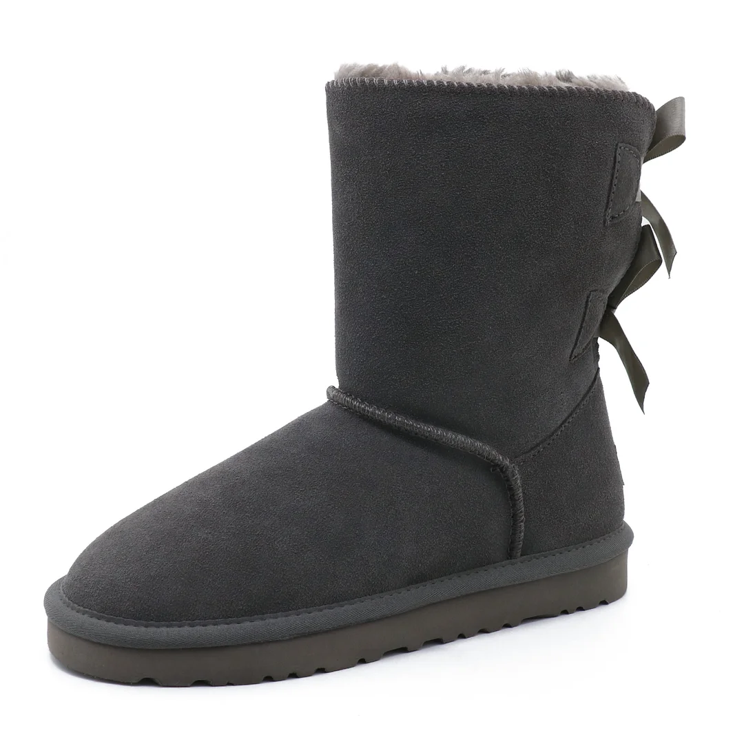 Women's Snow Boots for Winter Mid-Calf high Back Bows-MERUMOTE