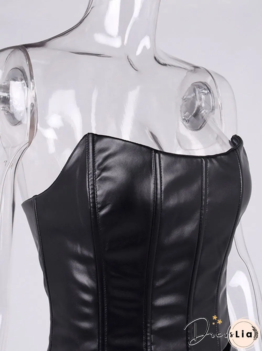 Autumn Bodycon Dress Set Women Party New Arrivals Strapless TopAnd Skirt Leather Sexy Club