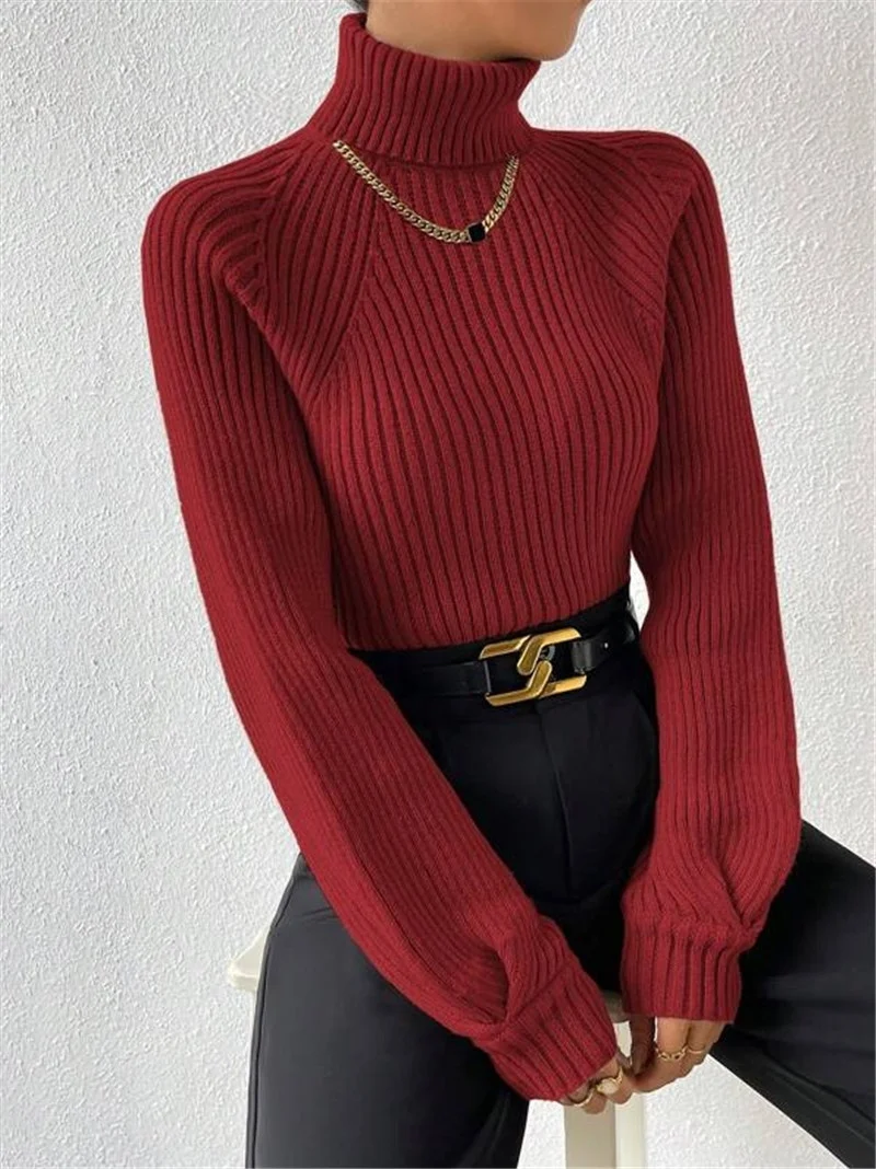 Athvotar Athvotar And Winter New Loose Thin High-Necked Shoulder Sleeve Knitted Sweater Woman