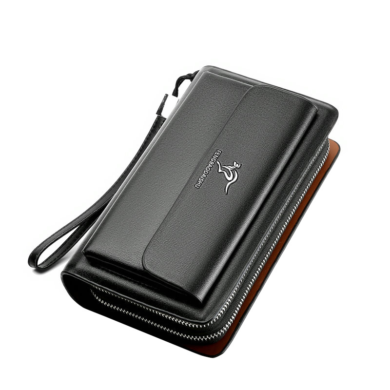 Men'S Business Double Zipper Large Capacity Clutch