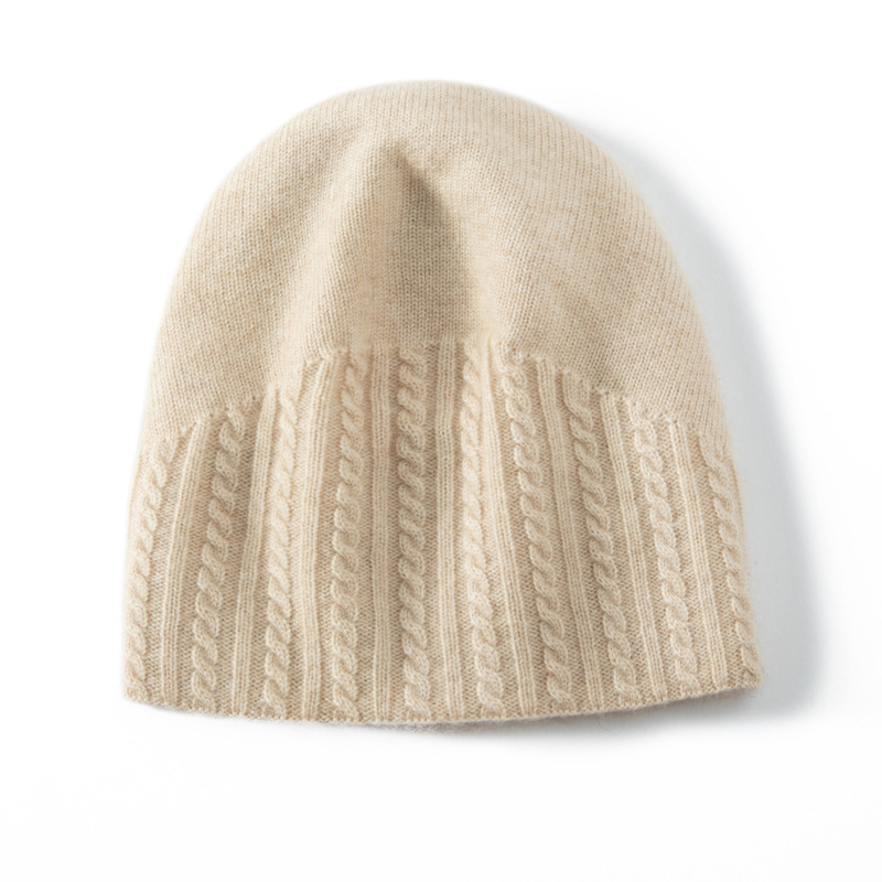 100% Cashmere Slouchy Beanie Thickened Style REAL SILK LIFE