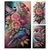 (Grande Taille) Fleurs Et Oiseaux-Peinture Diamant Ronde Compl&egrave;te-40*70CM