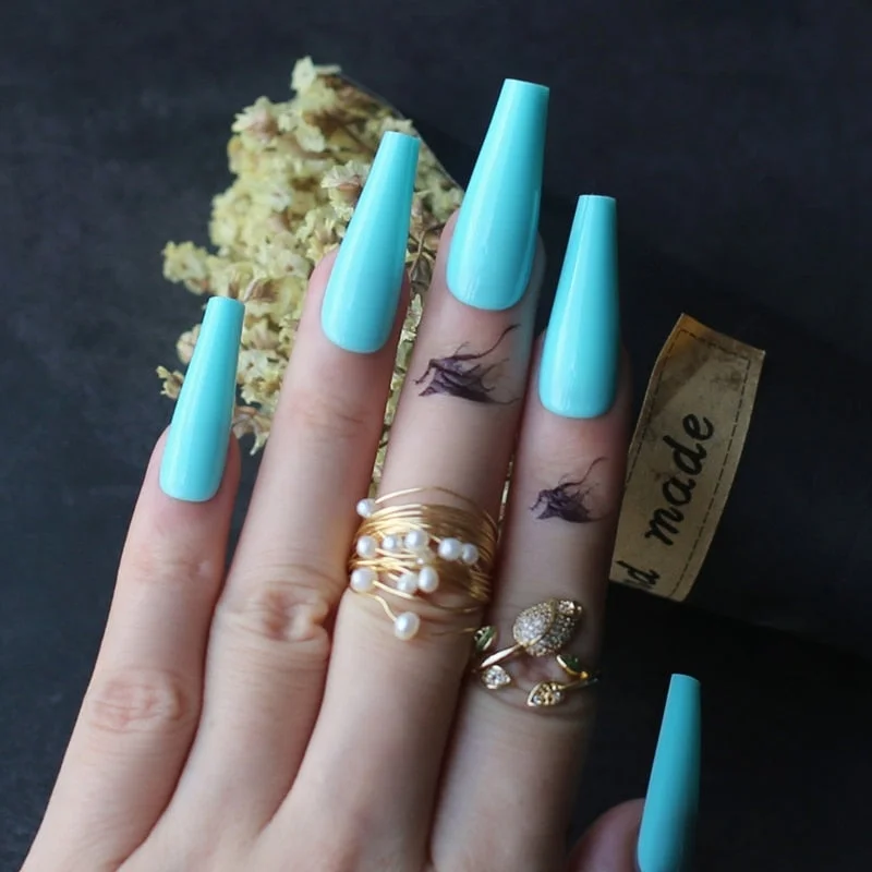 Extra gel Burgundy fasle nails Nude Long Luxury Coffin coffee Acrylic nails salon 24pcs fake nails ballet UV glossy available-Nail Inspo