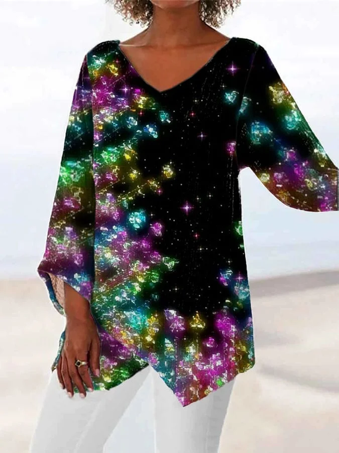 Fashion Irregular Print Long Sleeve Top