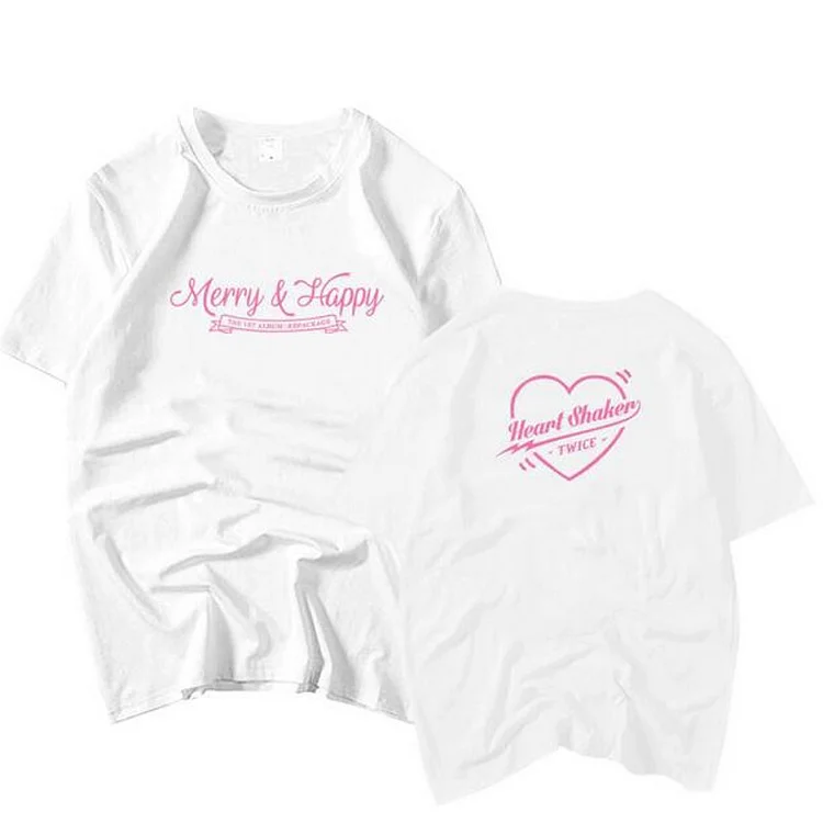 TWICE Christmas Album Merry & Happy Heart Shaker T-shirt