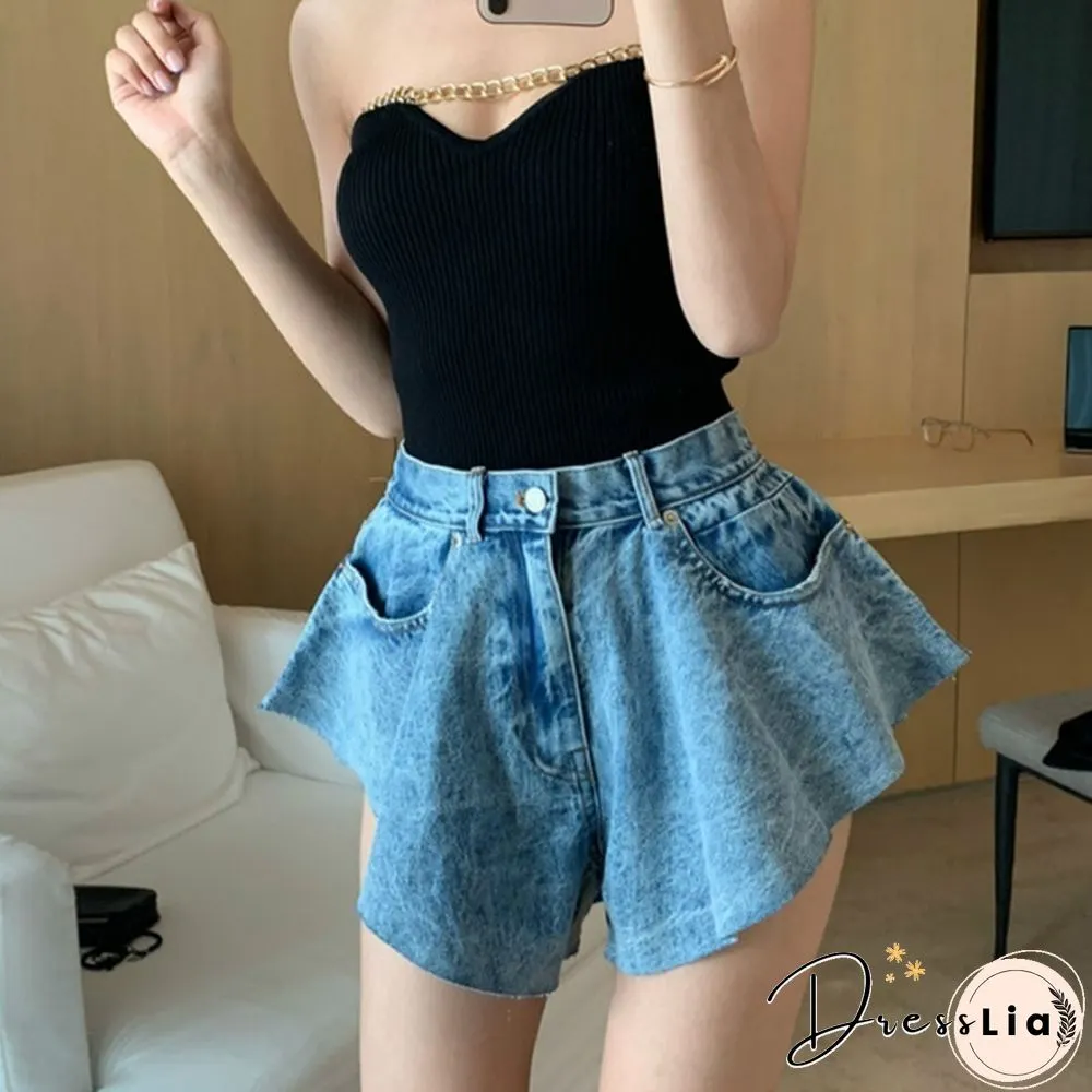 Women Denim Shorts Pants Hot Wide Leg Sexy Mini High Waist Summer