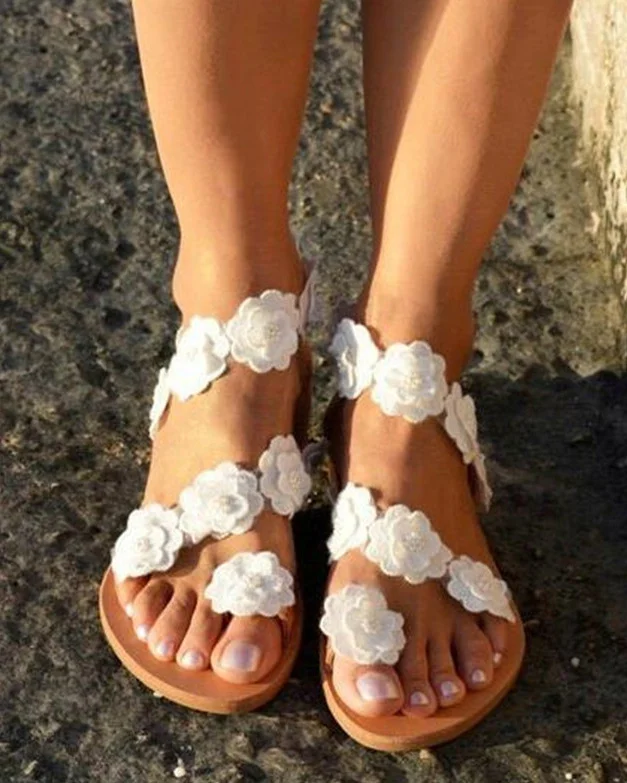 Bohemian Slip-on Floral Flat Sandals