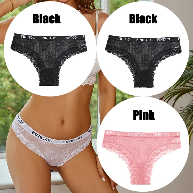 Billionm FINETOO Women Sexy Lace Panties Floral Perspective Underwear Intimates Brazilian Pant Female Breathable Thong Soft Lingerie
