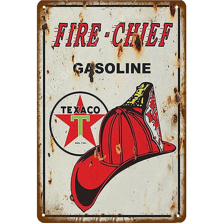 Texaco Fire Chief Gasoline - Vintage Tin Signs/Wooden Signs - 7.9x11.8in & 11.8x15.7in