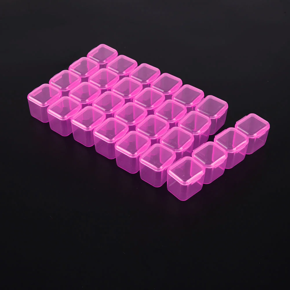 28 Grids Plastic Storage Box Nail Rhinestone Jewelry Display Case(Purple)