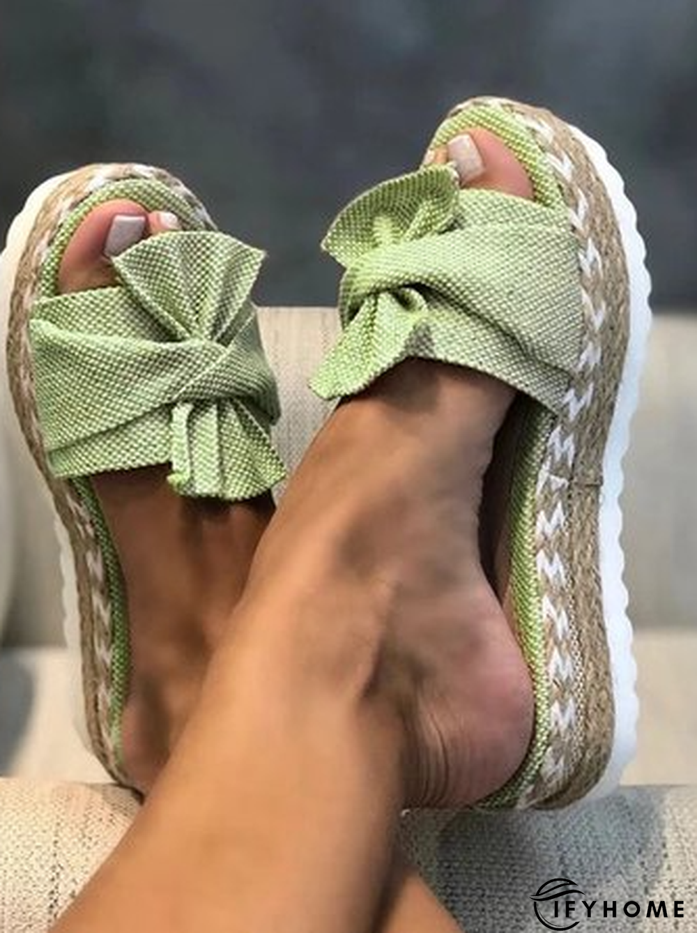 Women Casual Daily Comfy Bowknot Slip On Sandals | IFYHOME