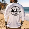 Men's Vintage Surf Aloha Print Crew Neck Long Sleeve T-Shirt by Inlyline
