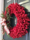 🔥Last Day 49% OFF🎄Red Berry Ruffled Burlap Christmas Wreath🎄-mysite-Adracos