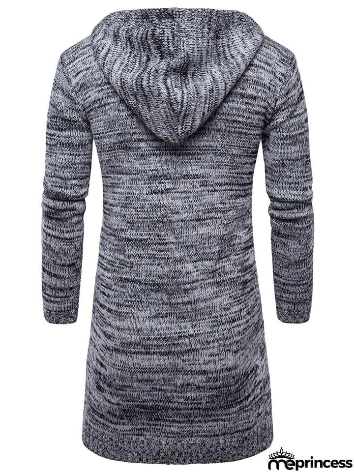 Men's Knitted Long Sleeve Hooded Cardigan