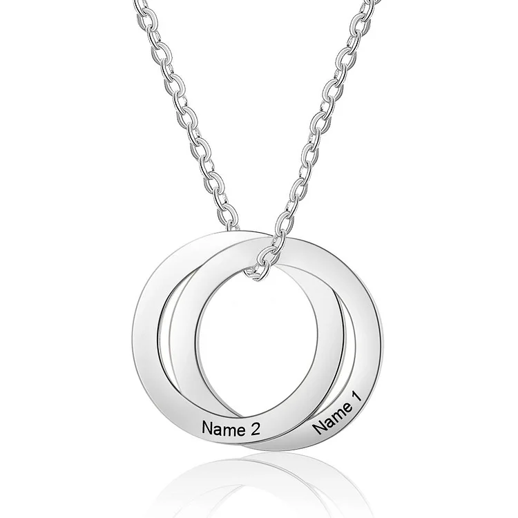 Interlocking Necklace Silver 2 Circle Name Necklace For Women Custom Personalized Pendant Gift For Girls Friends Couple