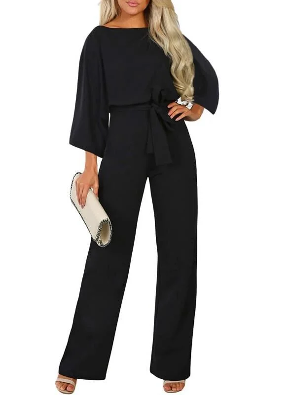 Zingj Fashion Batwing Long Sleeve Lace-up One-piece Pants
