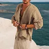 Men's Linen Simple Design Long Sleeve Shirt by Inlyline