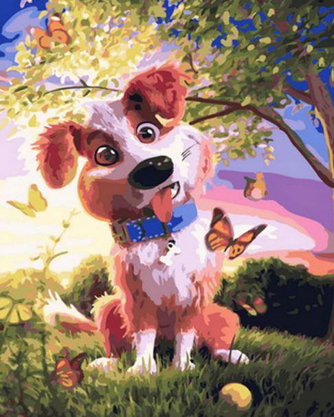 

Dog And Butterfly – Paint By Numbers - 40*50CM, 501 Original