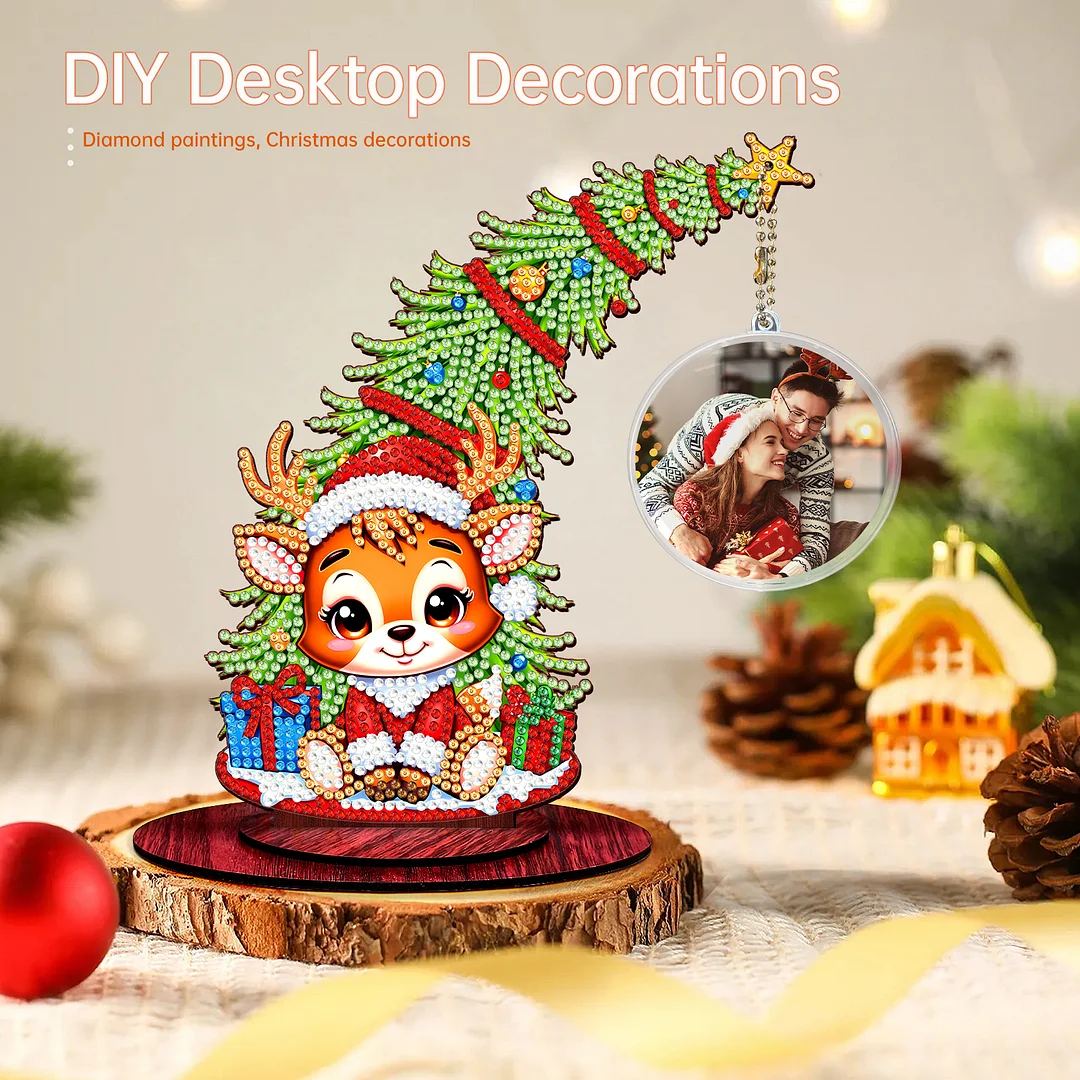 Photo Christmas Tree 5D DIY Diamond Art Tabletop Wood Decorations Ornament Kits