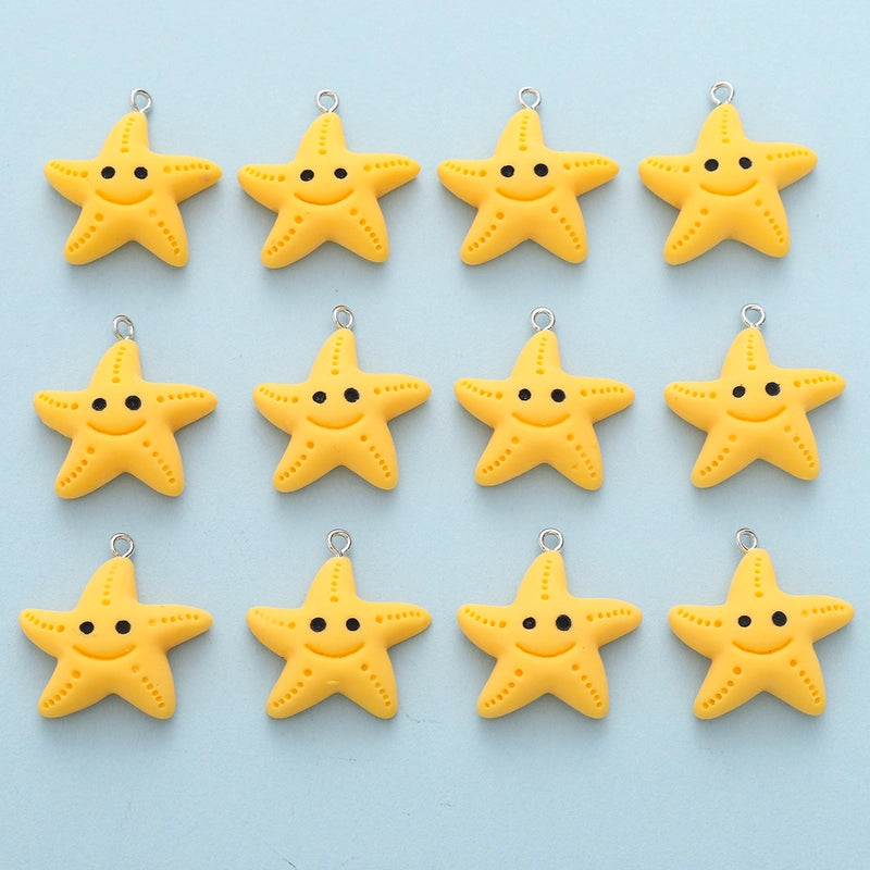 12 Pieces 27*27mm Synthetic Resin Resin Cartoon Starfish Pendant Jewelry Accessories