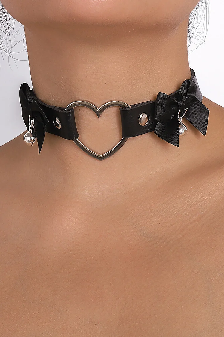 Cutout Alloy Heart Decor Bowknot Fashionable Choker