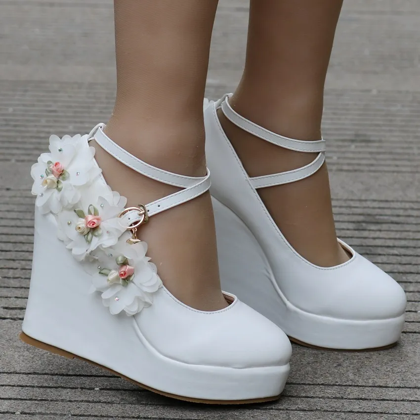 Breakj Breakj Heel Single Shoes Waterproof Slope Heel Shoes Crossed Slope Heel Women's Shoes Round Head W13