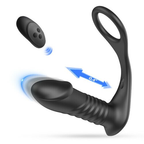SANMEI-10 Thrilling Vibration 3 Thrusting Silicone Remote Control Cock Ring Anal Vibrator