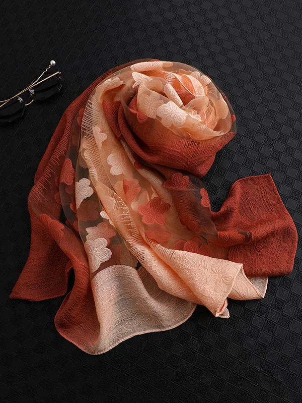 Original Floral Sun-Protection Silk Scarf